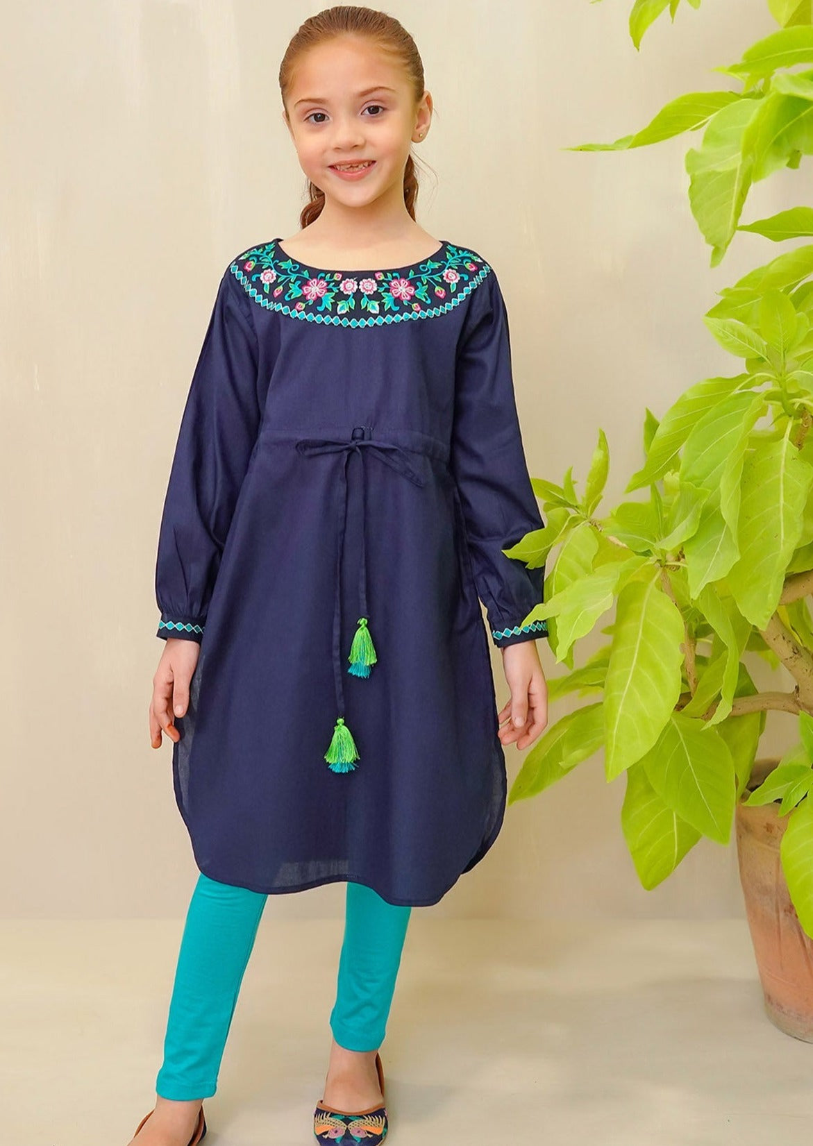 Shops blue kurta girl