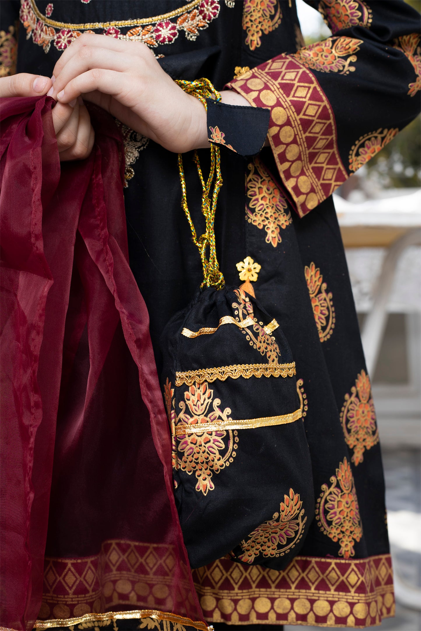 Black & Maroon - Girl's Dress