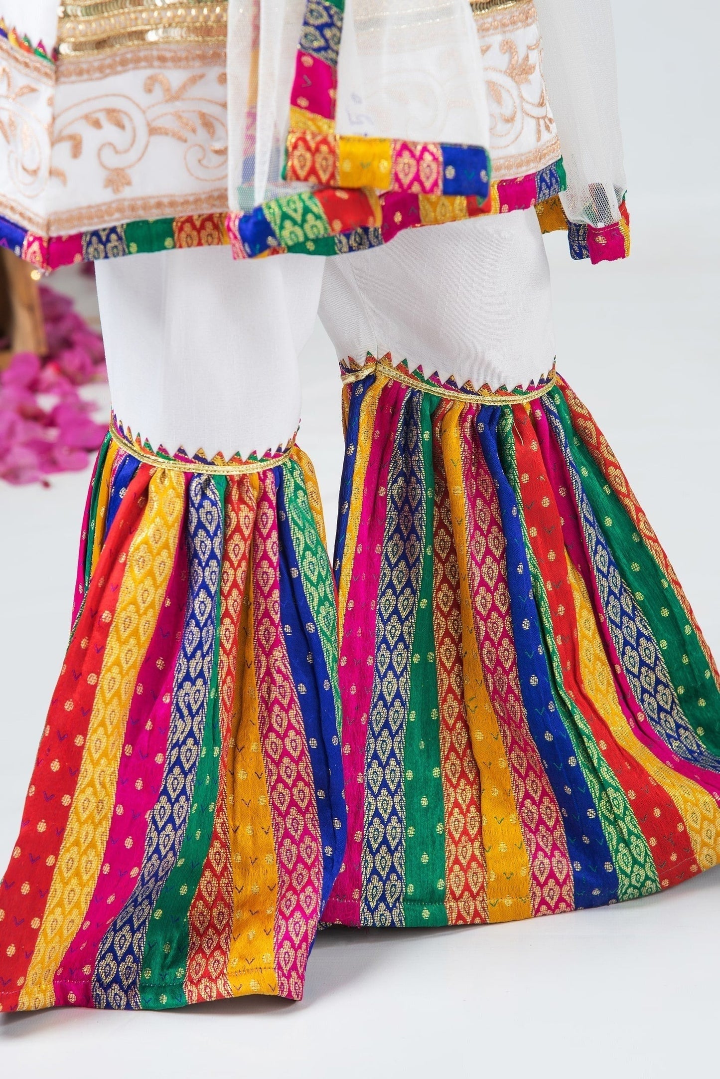 White - Girl's Gharara Dress