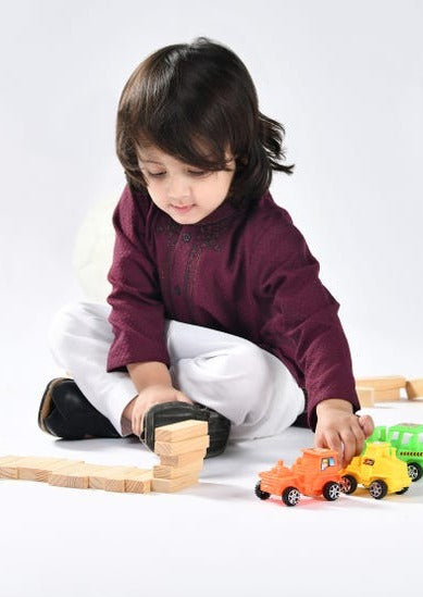 Maroon - Infant Boy's Kameez & Shalwar