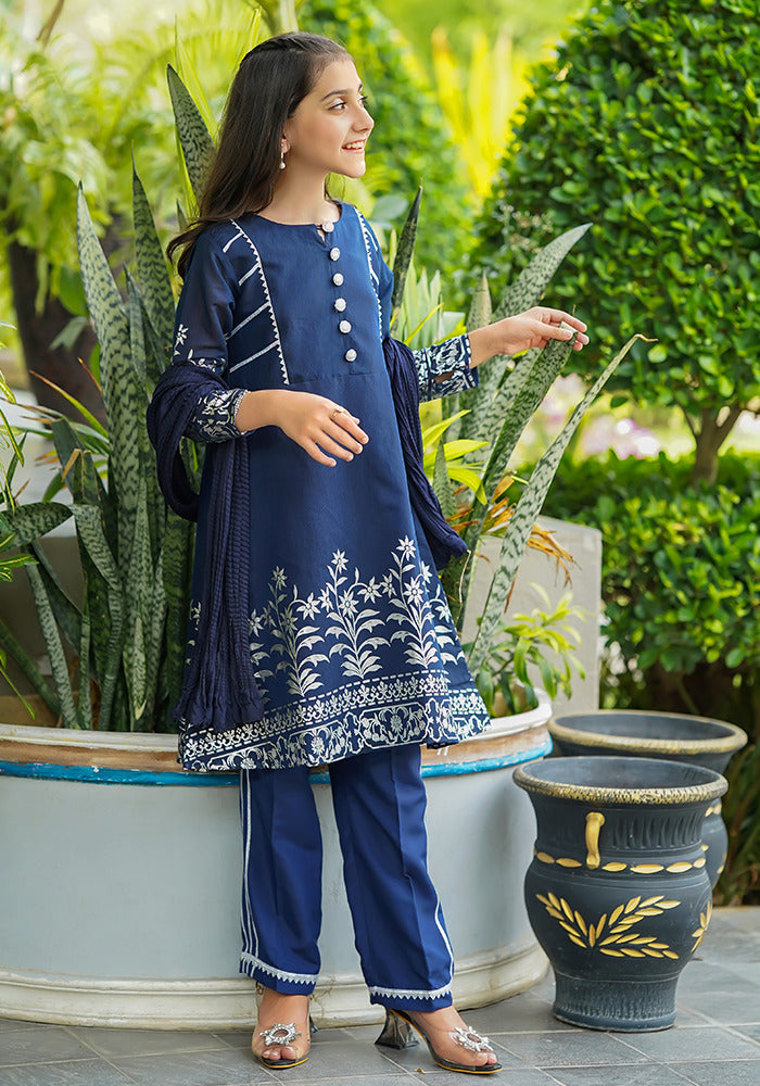 Navy Blue - Girl's Dress