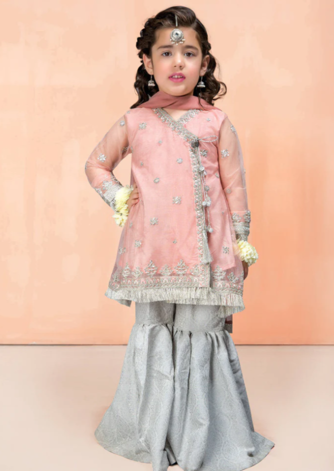 Pink & Silver - Girl's Gharara Dress