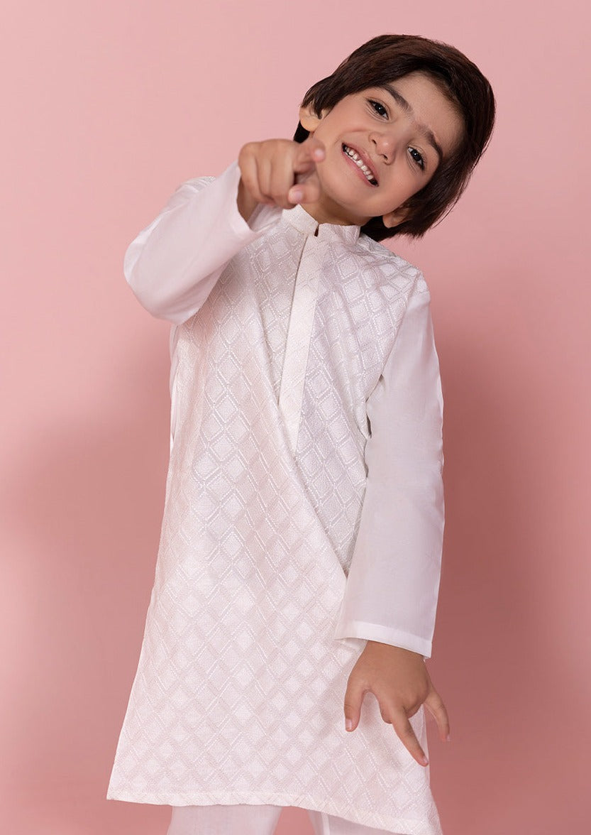 White - Boy's Kurta & Shalwar