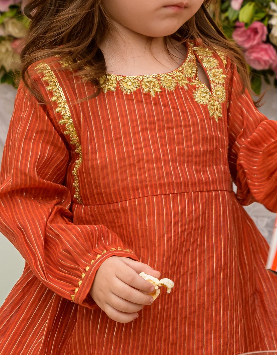 Rust - Infant Girl's Gharara Dress