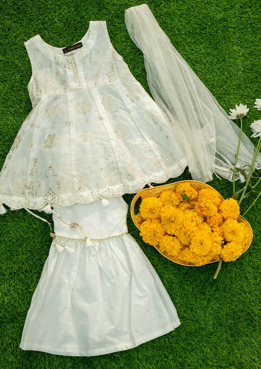 White - Infant Girl's Gharara Dress