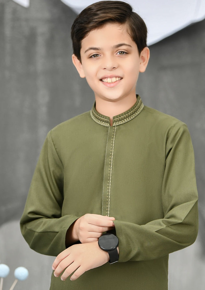 Olive Green - Boys Kameez Shalwar