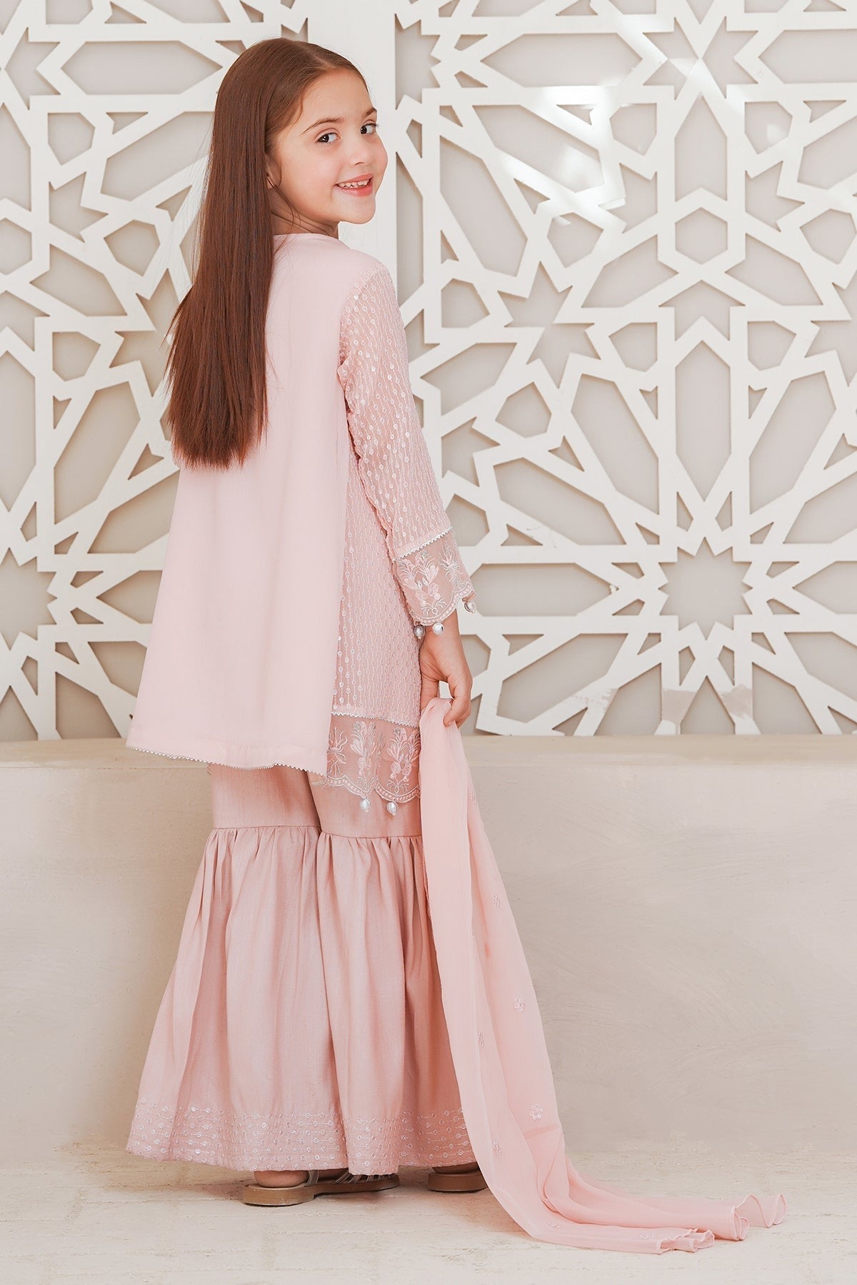 Pink - Girl's Gharara Dress