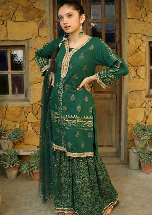 Emerald Green - Girl's Gharara Dress