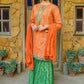 Orange & Green - Girl's Gharara Dress