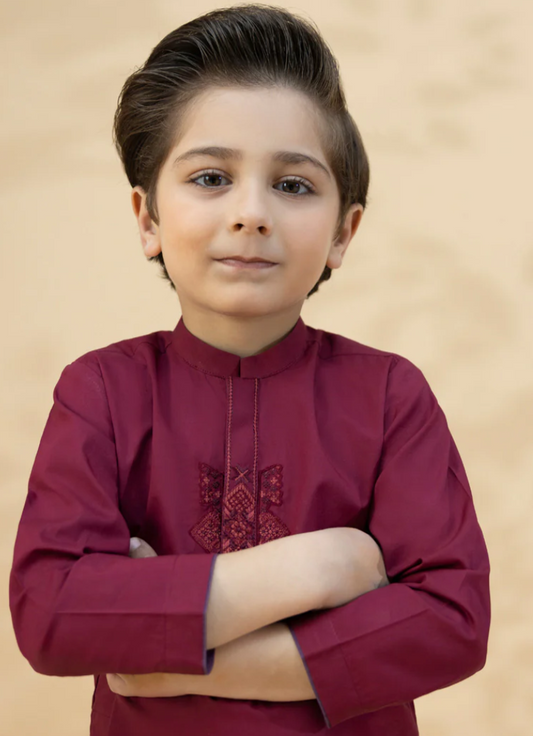 Maroon - Boy's Kurta & Shalwar