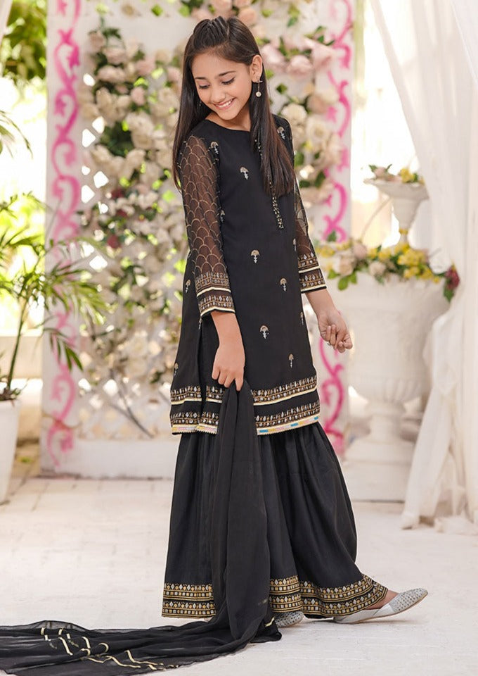 Black - Girl's Gharara Dress