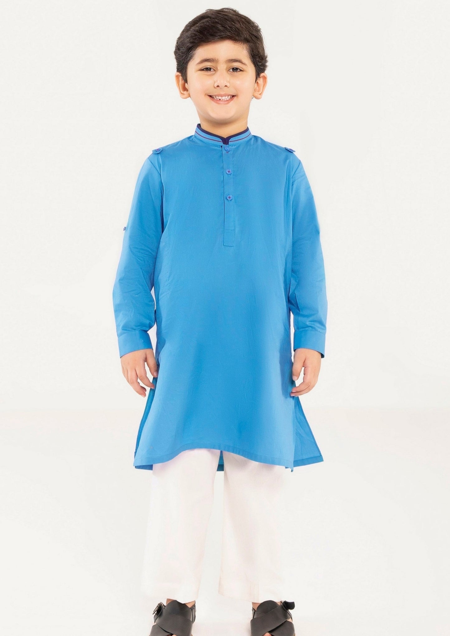 Blue & off white : Boy's Kurta Shalwar