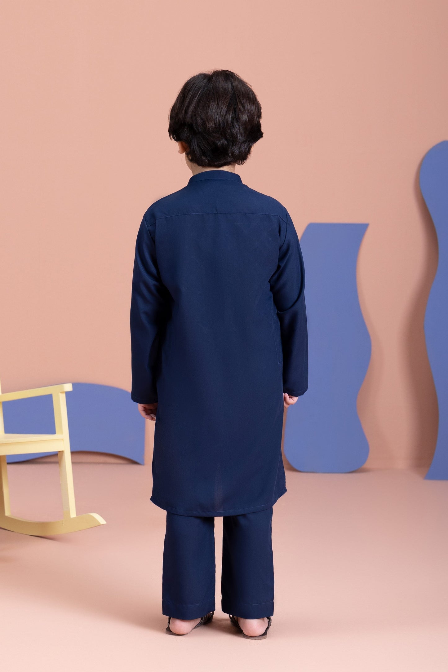 Navy Blue - Boy's Kurta Shalwar Suit