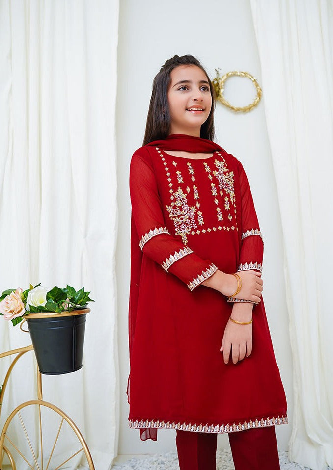Maroon - Girl's Dress