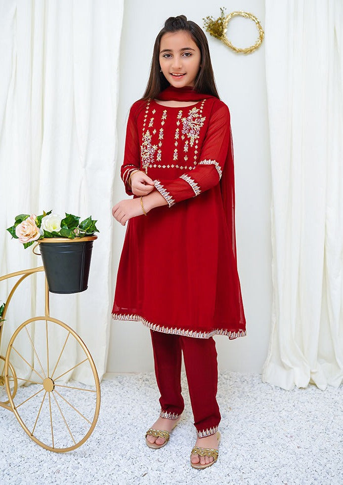 Maroon - Girl's Dress