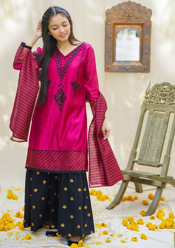 Magenta - Girl's Gharara Dress