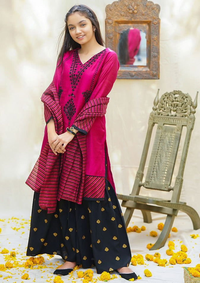 Magenta - Girl's Gharara Dress