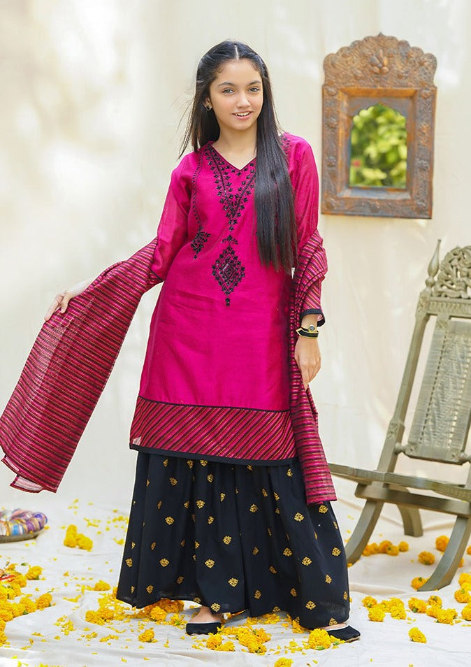 Magenta - Girl's Gharara Dress