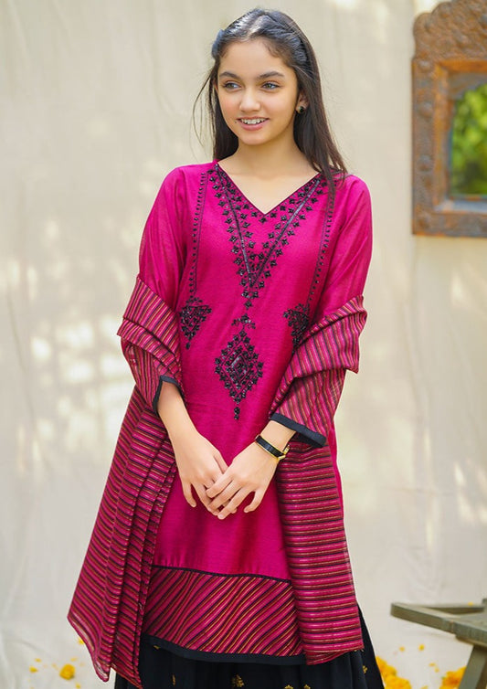 Magenta - Girl's Gharara Dress