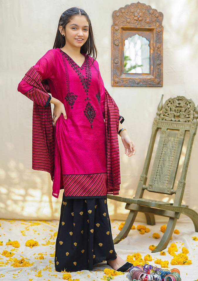 Magenta - Girl's Gharara Dress