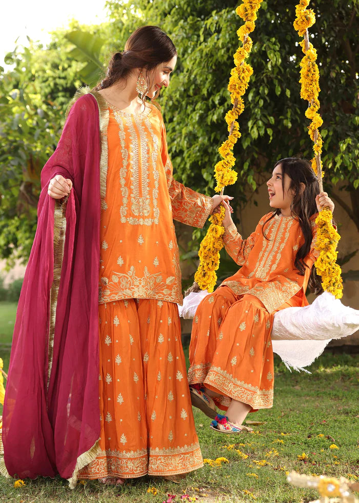 Orange - Women's Gharara Dress