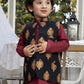 Black & Maroon:  Boy's Kameez, Shalwar & Waistcoat