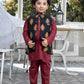 Black & Maroon:  Boy's Kameez, Shalwar & Waistcoat
