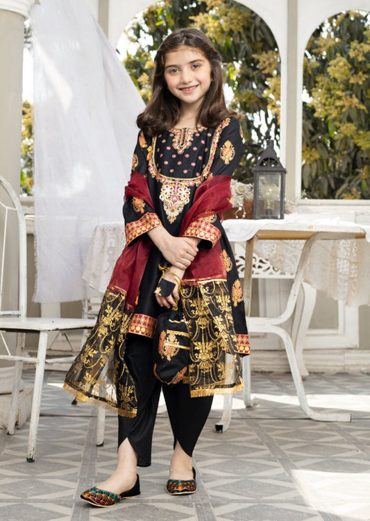 Black & Maroon - Girl's Dress