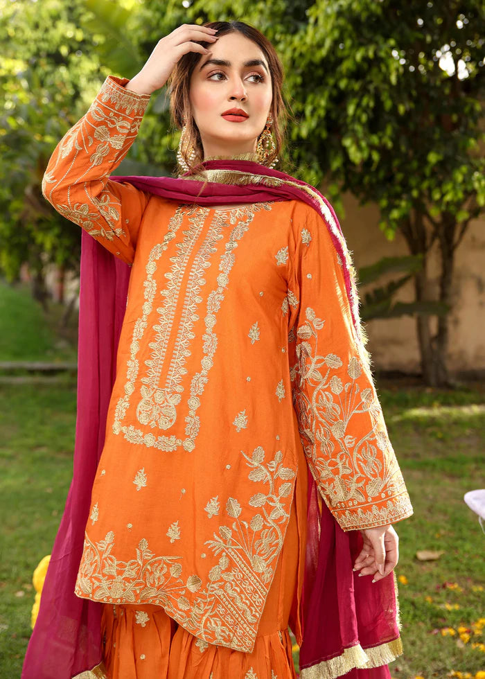 Orange - Women's Gharara Dress