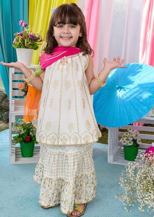 White - Infant Girl's Lehnga Dress