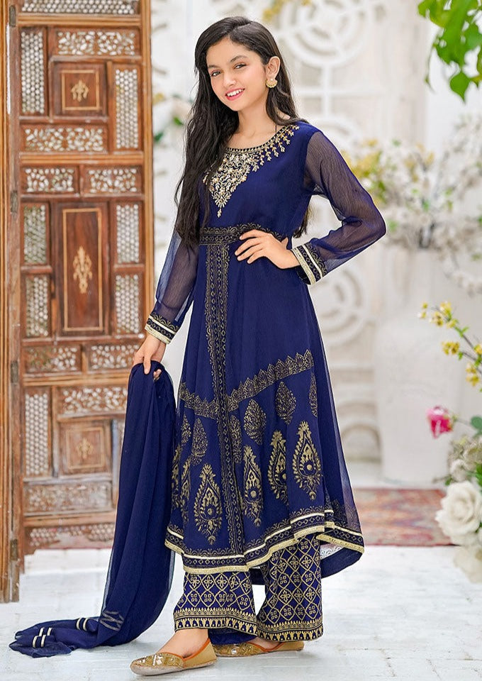 Navy Blue - Girl's Dress