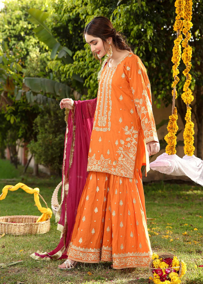 Orange - Women's Gharara Dress