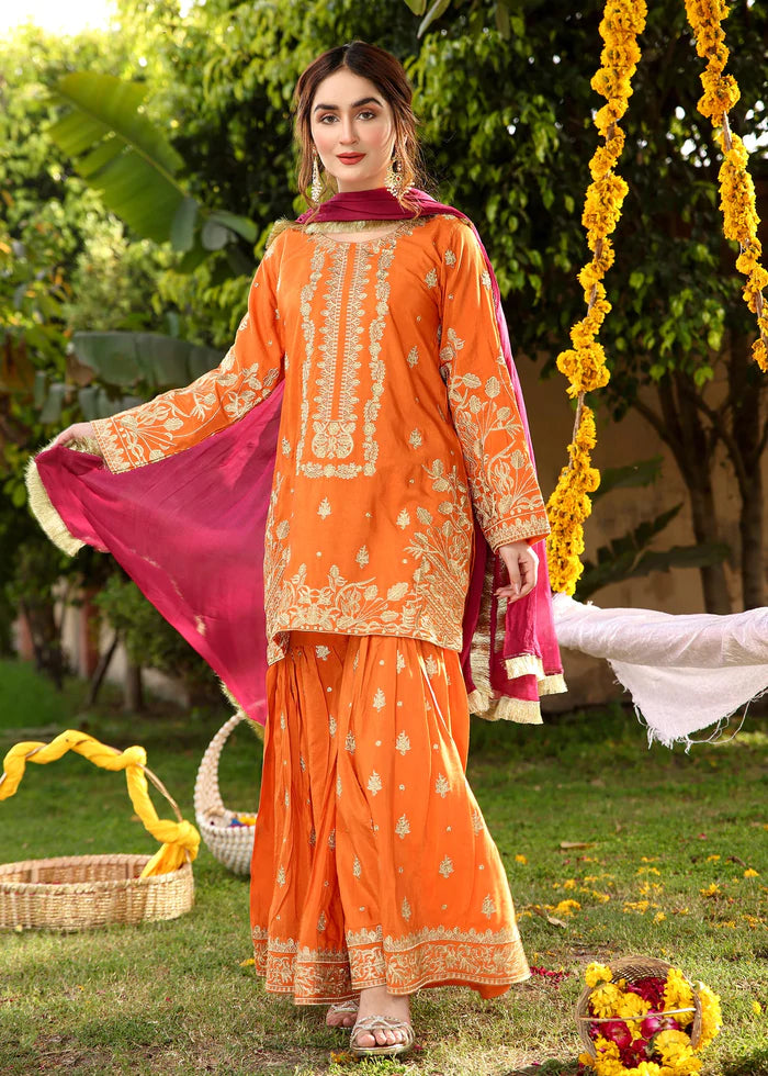 Orange - Women's Gharara Dress