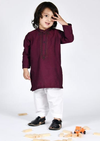 Maroon - Infant Boy's Kameez & Shalwar