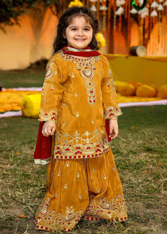 Mustard & Maroon - Girl's Gharara Suit