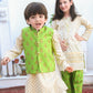 Gold & Parrot Green -  Boy's Kameez, Shalwar & Waistcoat