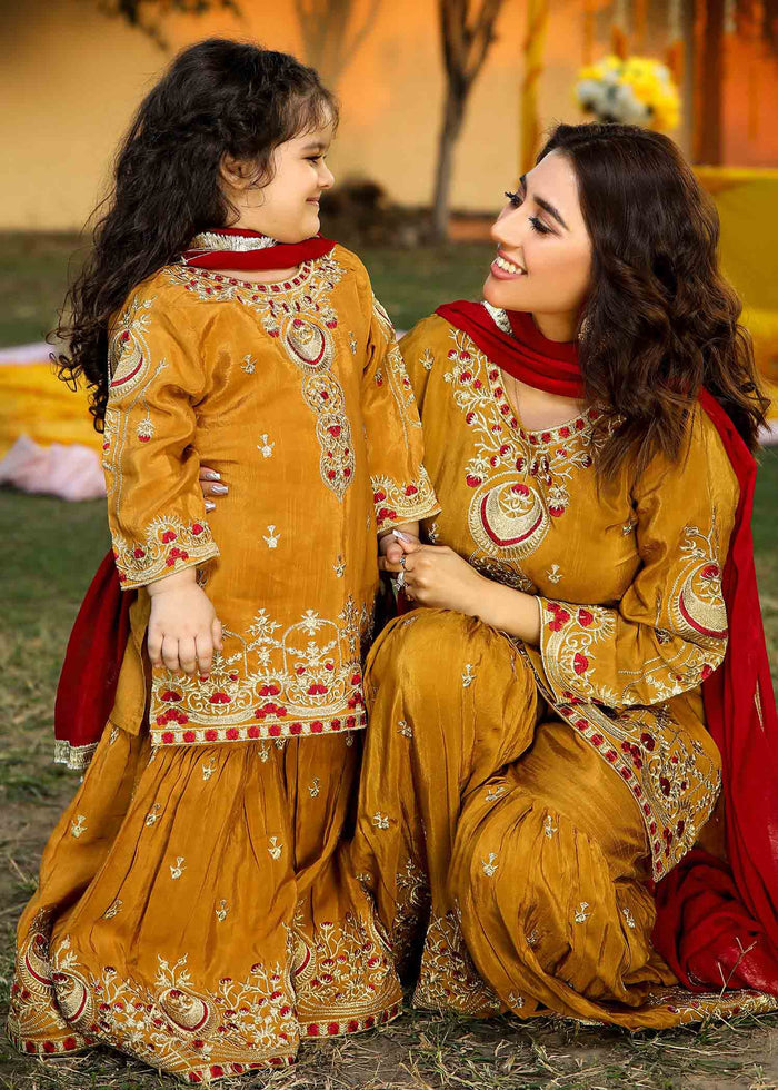 Mustard & Maroon - Women's Gharara Dress