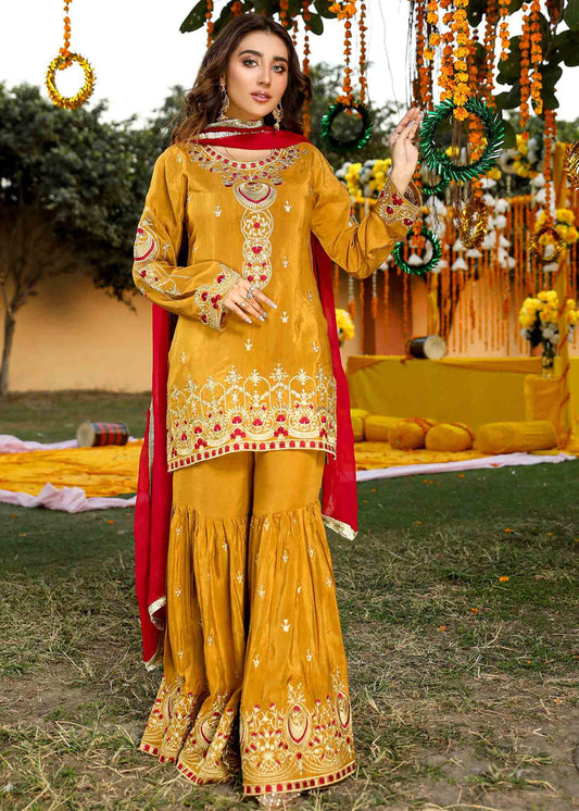 Mustard & Maroon - Women's Gharara Dress