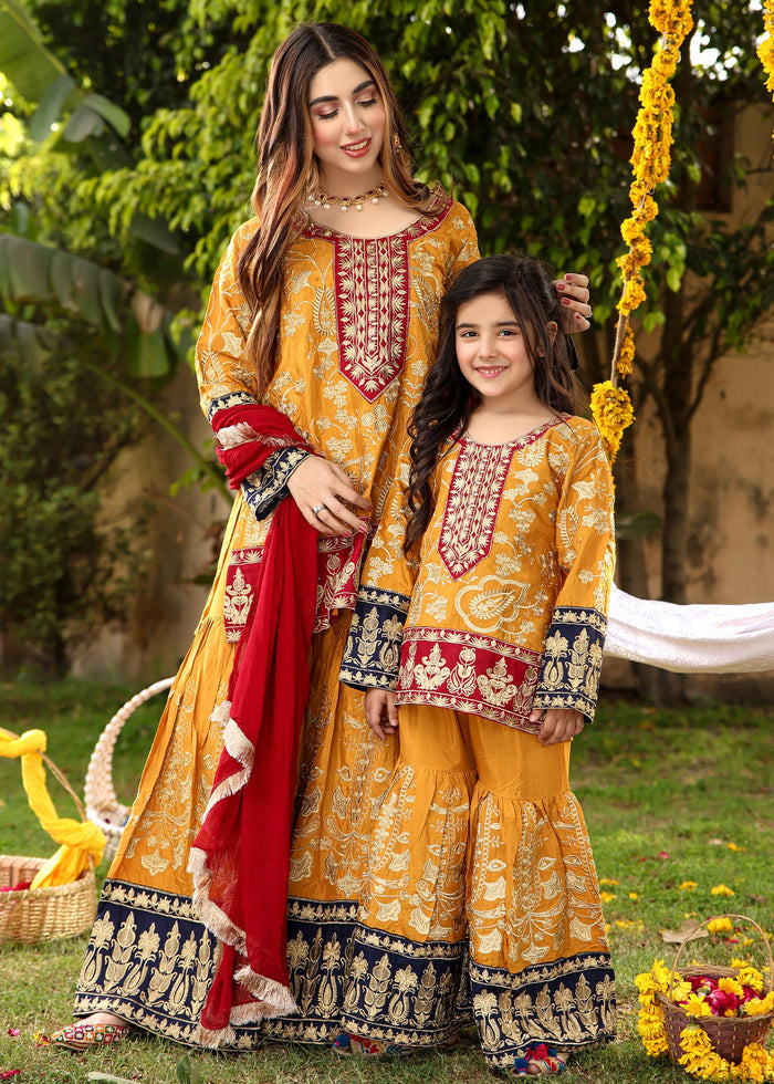 Mustard - Girl's Gharara Suit