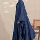 Blue : Pleated Kaftan Abaya & Hijab Set
