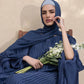 Blue : Pleated Kaftan Abaya & Hijab Set
