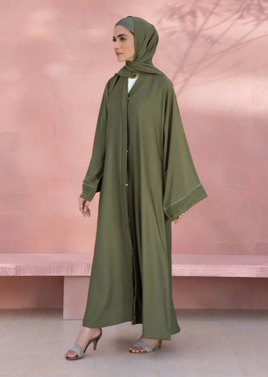Olive : Button Through Abaya