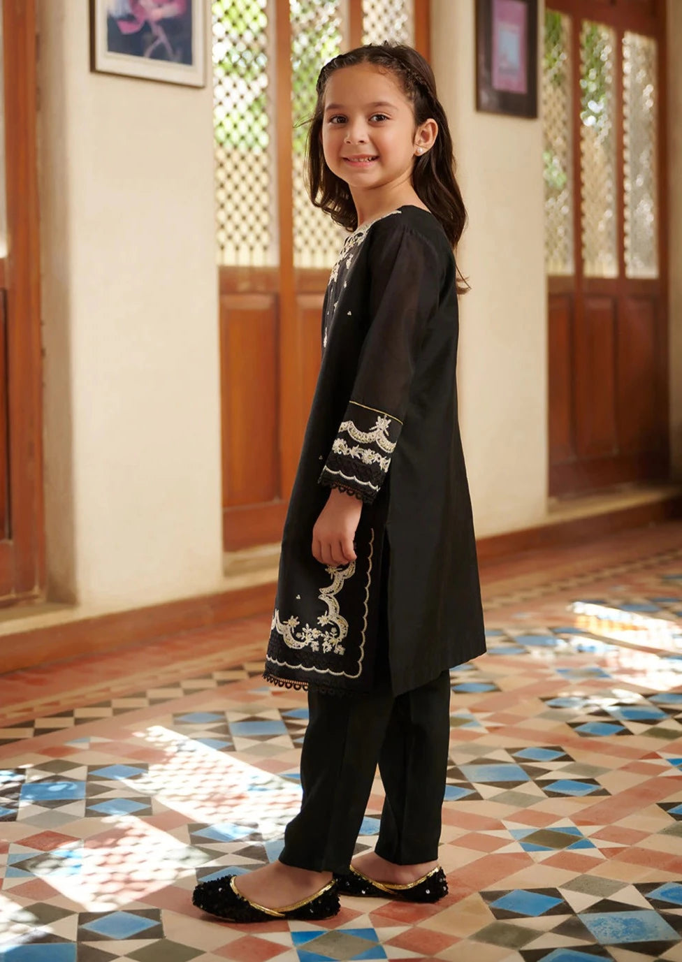 Black - Girl's Dress - DK-0123