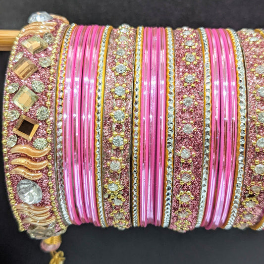 Bangles Large Set with Tassels : Baby Pink