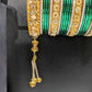 Bangles Large Set with Tassels : Green