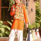 Orange Cotton 3-Piece Kurta Shalwar