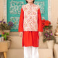 Red Cotton 3-Piece Kurta Shalwar