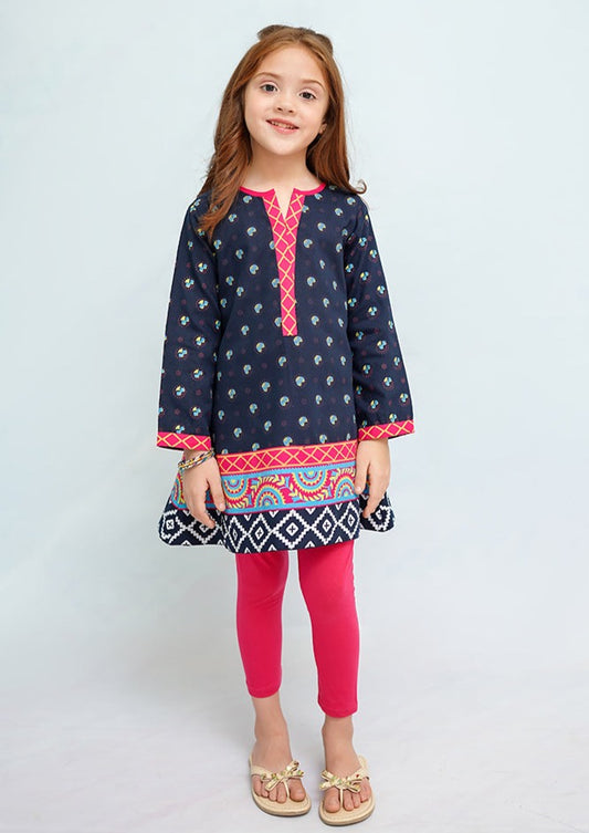 Navy Blue - Girl's Kurta