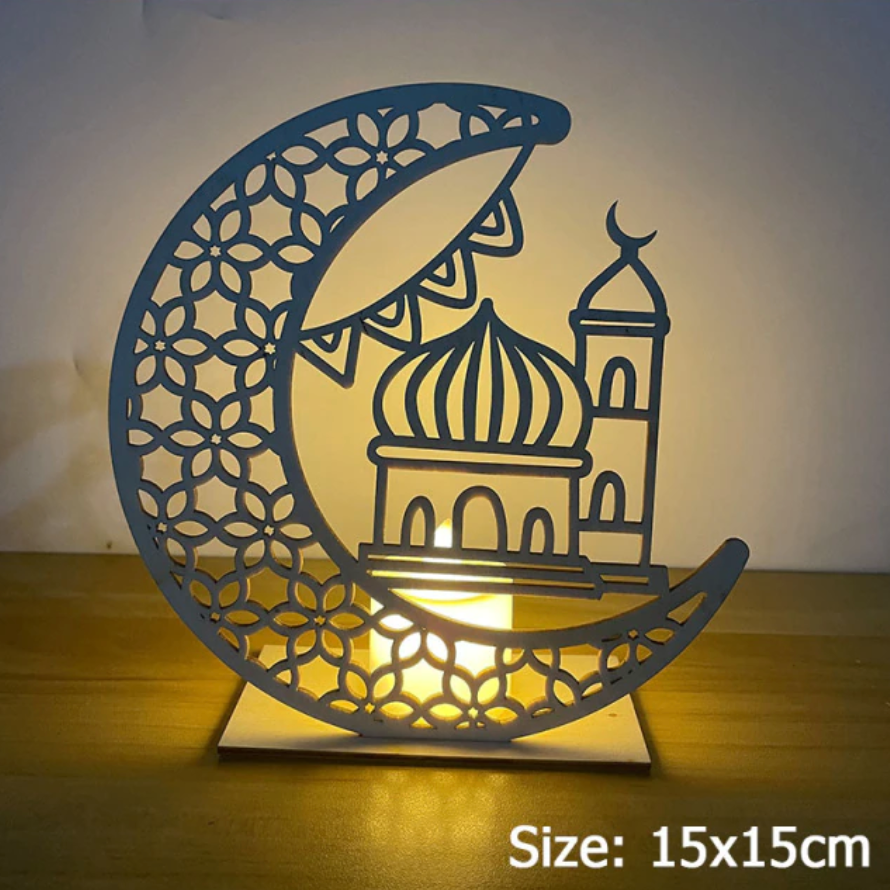 Eid themed Wooden Pendant with LED Light