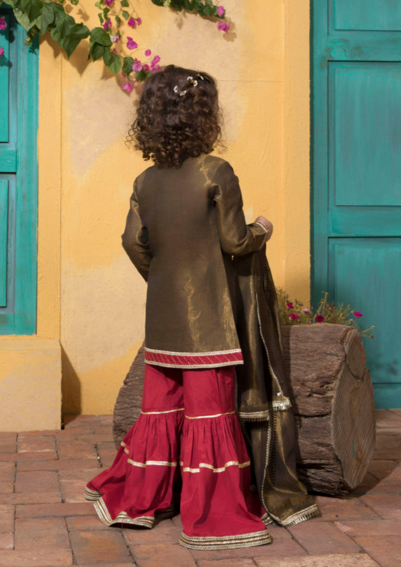 Olive - Girl's Gharara Dress